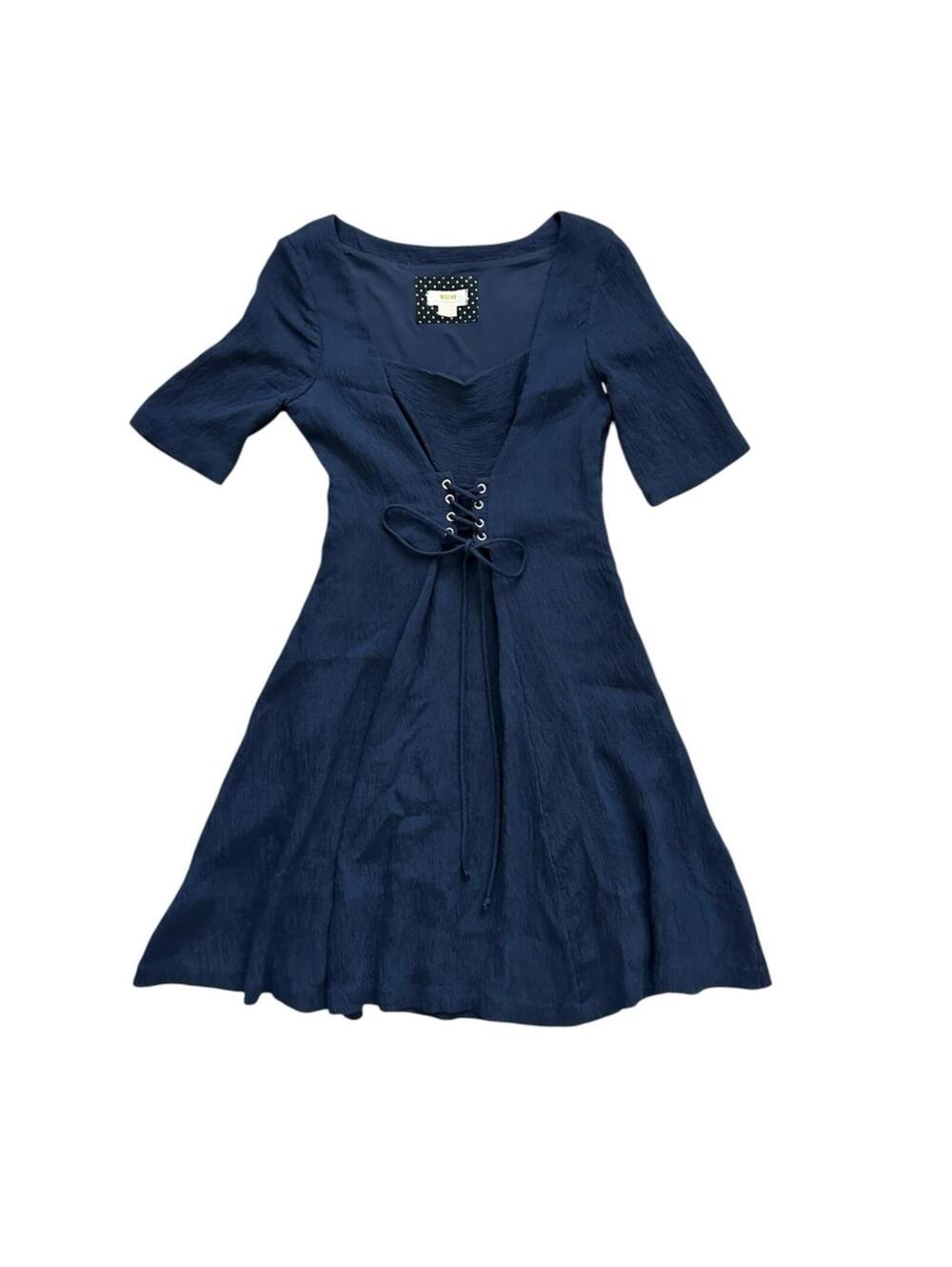 Maeve Anthropologie Navy Blue Juliet Corset Dress